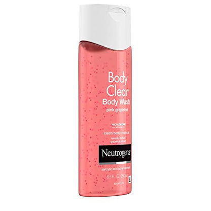 Neutrogena Body Clear Acne Treatment Body Wash with Salicylic Acid Acne Medicine, Pink Grapefruit Body Acne Cleanser to Prevent Breakouts on Back, Chest & Shoulders, 3 x 8.5 fl. oz