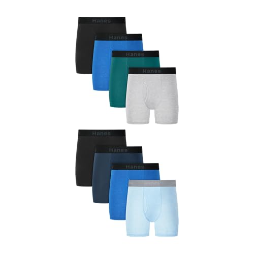 8 Pack Hanes Boys Cotton Stretch Boxer Briefs