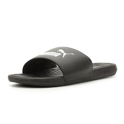 PUMA Mens Cool Cat 2.0 Slide Sandal, PUMA Mens black-PUMA Mens white, 9