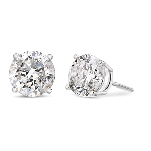 Amazon Essentials Certified 14k White Gold Diamond with Screw Back and Post Stud Earrings (1 cttw, J-K Color, I1-I2 Clarity) (previously Amazon Collection)