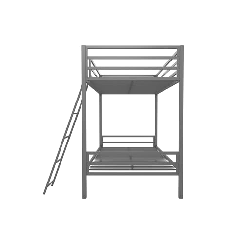 Novogratz Maxwell Twin-Over-Twin Metal Bunk Bed, Grey