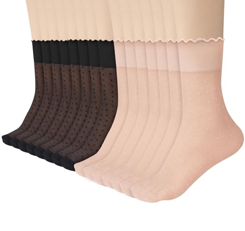 15 Pairs Sheer Ruffle Lace Crew Socks Women