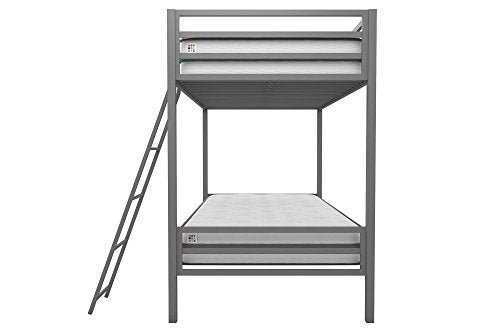 Novogratz Maxwell Twin-Over-Twin Metal Bunk Bed, Grey