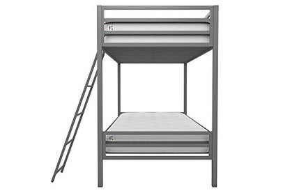 Novogratz Maxwell Twin-Over-Twin Metal Bunk Bed, Grey