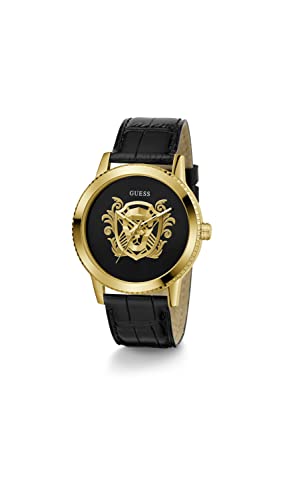 GUESS Men's 44mm Black Dial Gold Watch