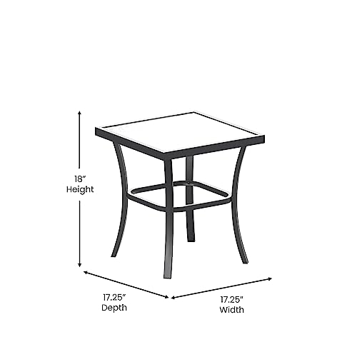 Flash Furniture Brazos 3 Piece Outdoor Rocking Chair Bistro Set with Flex Comfort Material and Metal Framed Glass Top Table, Black/Black