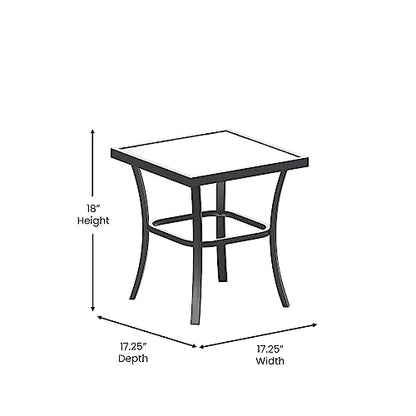 Flash Furniture Brazos 3 Piece Outdoor Rocking Chair Bistro Set with Flex Comfort Material and Metal Framed Glass Top Table, Black/Black