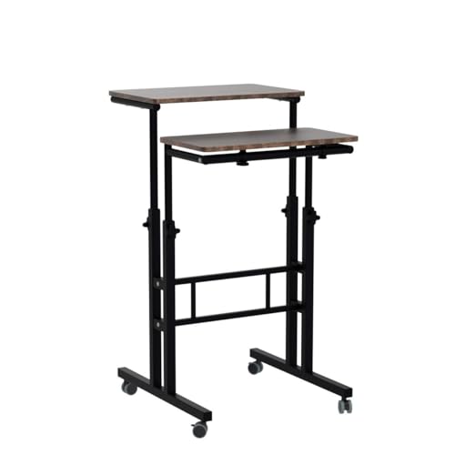 AIZ Mobile Standing Desk, Adjustable Computer Desk Rolling Laptop Cart on Wheels Home Office Computer Workstation, Portable Laptop Stand for Small Spaces Tall Table for Standing or Sitting, by