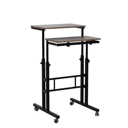 AIZ Mobile Standing Desk, Adjustable Computer Desk Rolling Laptop Cart on Wheels Home Office Computer Workstation, Portable Laptop Stand for Small Spaces Tall Table for Standing or Sitting, by