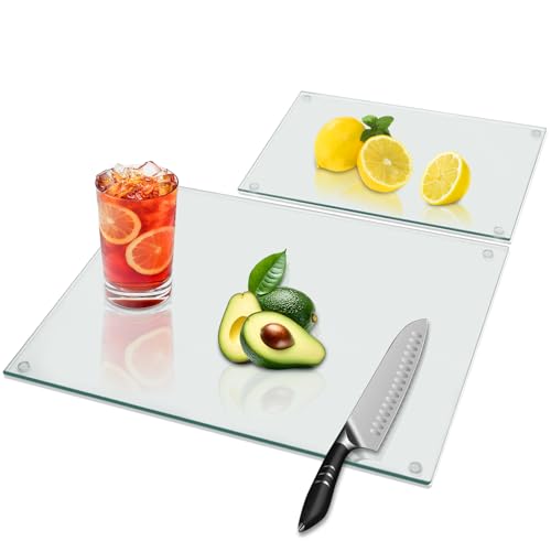 Tempered Glass Cutting Board Set, Non-Slip, Heat Resistant