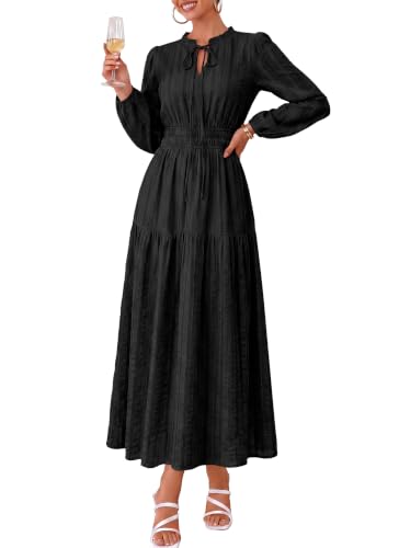 Ruffle Long Sleeve Cotton Maxi Dress