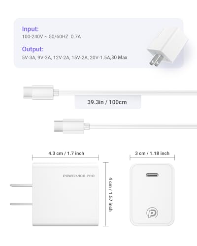 POWERΛDD PRO USB C Charger Block, iPhone 15 Charger Block PD 30W Power Adapter with Power Cord, USB C Wall Charger Compatible with iPhone 15/15 Pro/15 Pro Max/15 Plus, Goole Pixel 8/8 Pro/ 7/7 Pro