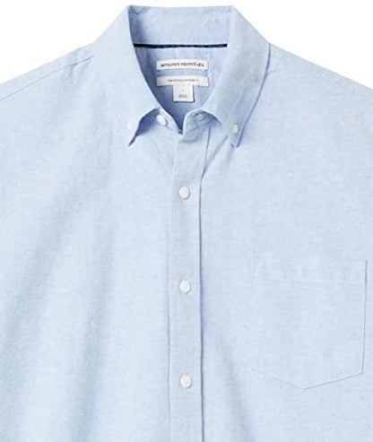 Amazon Essentials Men's Regular-Fit Short-Sleeve Pocket Oxford Shirt, Lavender, Small