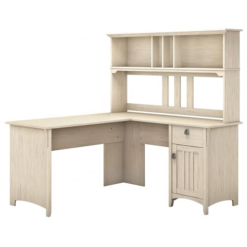 L Shaped Desk with Hutch and Storage Drawers