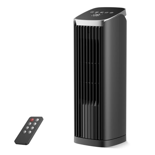 13" Bladeless Tower Fan with Remote, Oscillating Desk Fan