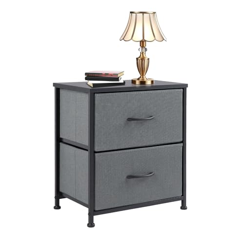 2 Drawer Nightstand Small Bedside Table with Storage