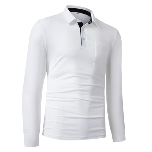 Menchfolk Classic Fit Long Sleeve Golf Polo Shirt