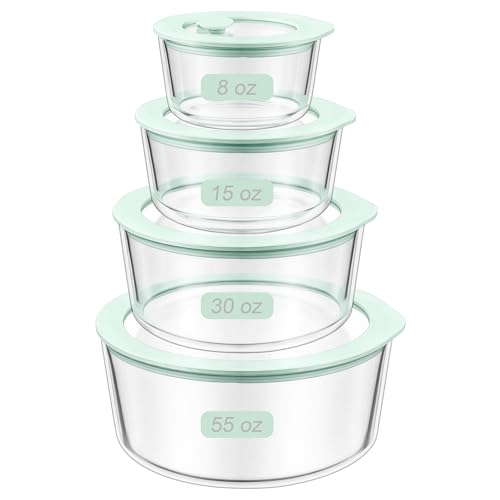 4 Pack Glass Meal Prep Containers with Glass Lids