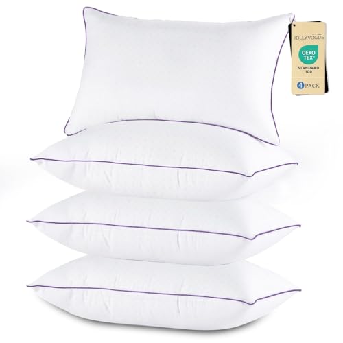 4 Pack Queen Bed Pillows, Fluffy Down Alternative