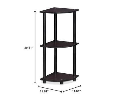 Furinno - 12077DWN Turn-N-Tube 3-Tier Corner Display Rack Multipurpose Shelving Unit, Dark Walnut