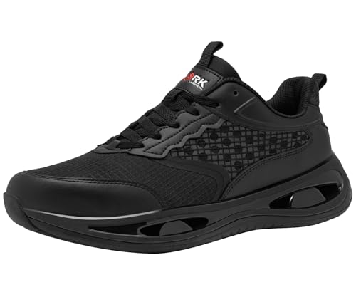 LARNMERN Steel Toe Shoes Men Breathable Work Sneakers Safety Lightweight Comfortable Tennis Shoe Indestructible Sneaker(10.5 Men, Light Black)
