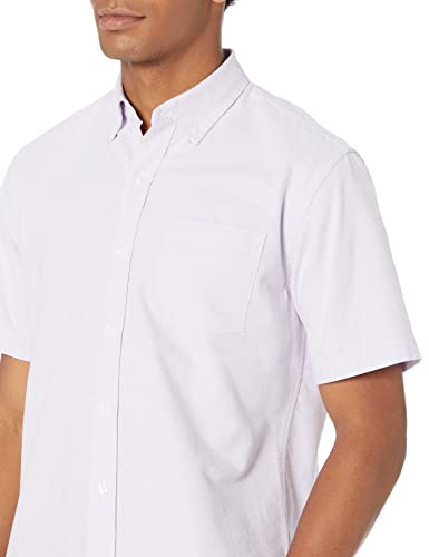 Amazon Essentials Men's Regular-Fit Short-Sleeve Pocket Oxford Shirt, Lavender, Small