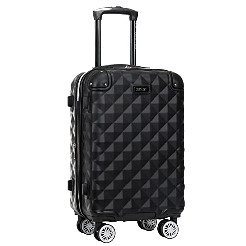 Kenneth Cole REACTION Diamond Tower Collection Lightweight Hardside Expandable 8-Wheel Spinner Travel Luggage, Black, 3-Piece Set (20", 24", & 28")