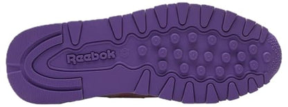 Reebok Kid's Classic Leather Sneaker, Barely Grey/Dynamic Purple/Bold Pink, 1 US Unisex Little