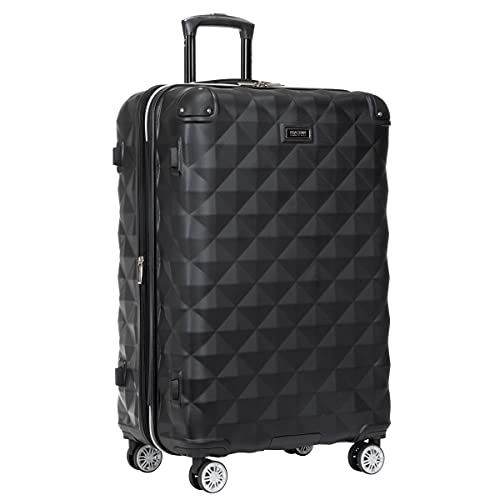 Kenneth Cole REACTION Diamond Tower Collection Lightweight Hardside Expandable 8-Wheel Spinner Travel Luggage, Black, 3-Piece Set (20", 24", & 28")