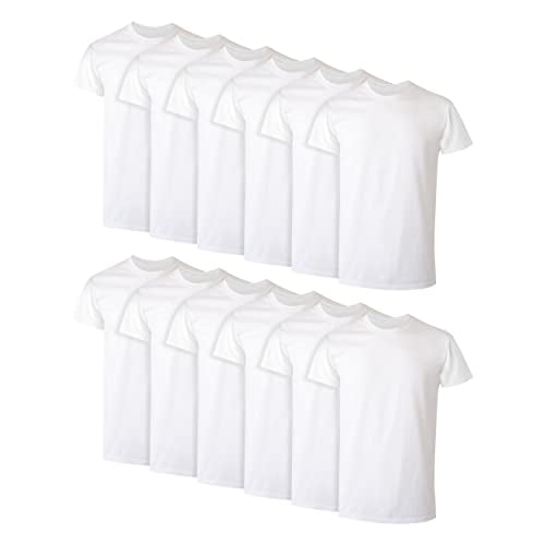 12 Pack Hanes Men's Stay-Tucked Cotton Undershirts Multipack