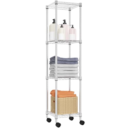 4 Tier Adjustable Storage Shelving Unit with Wheels