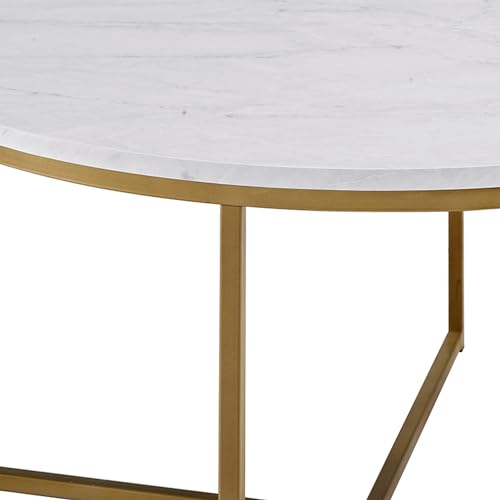 Walker Edison Round Faux Marble Coffee Table