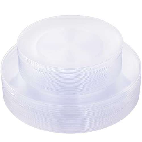 60 Pack Heavy Duty Plastic Dinner and Salad Plates