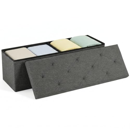 DUMOS 43-Inch Folding Storage Ottoman Bench