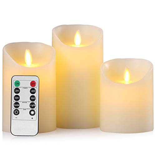 3 Pack Flameless LED Pillar Candles with Remote