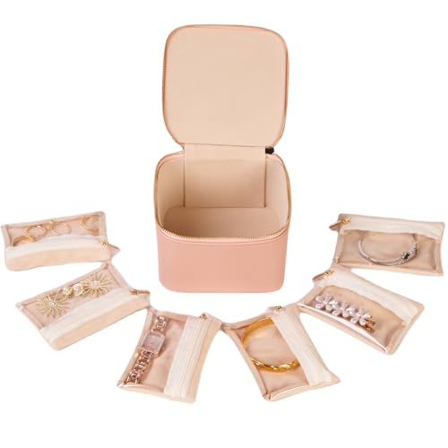 Travel Jewelry Organizer Box with Zipper Pouches