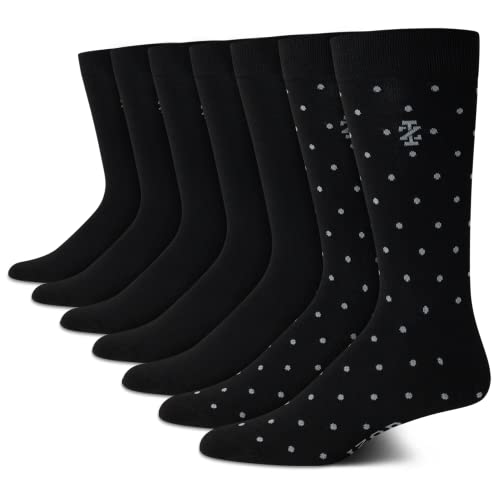 IZOD Men's Dress Socks - 7 Pack Lightweight Comfort Stretch Stay Up Cuff Mid-Calf Crew Socks - Dress Socks for Men (6-12.5), Size 6-12.5, Black Assorted