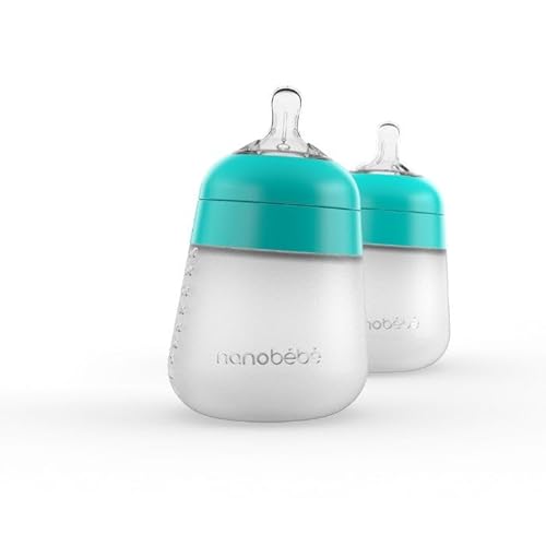 2 Pack Nanobébé Anti-Colic Silicone Baby Bottles 9oz