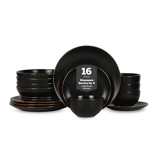 16 Piece Stoneware Dinnerware Set, Service for 4