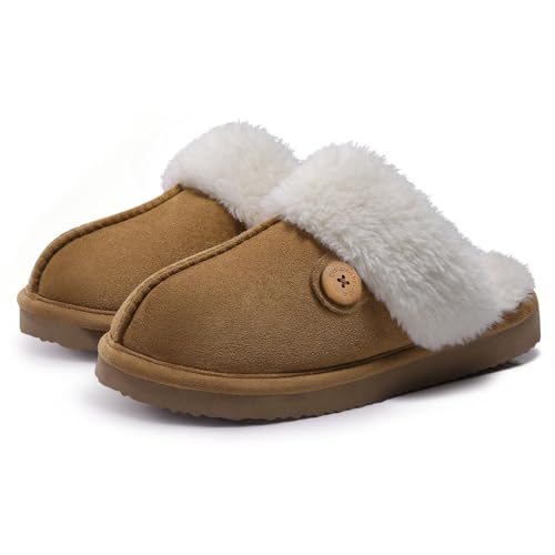 Fuzzy Memory Foam Slippers for Women Indoor Outdoor