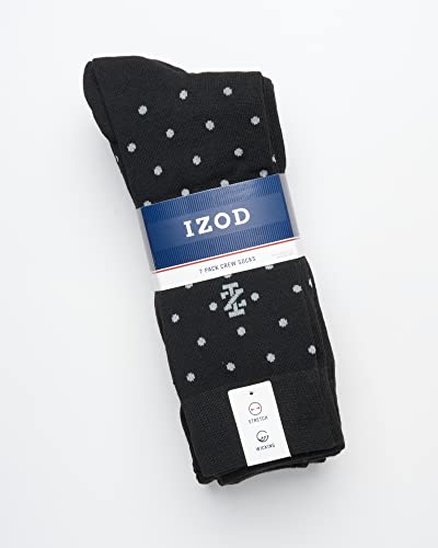 IZOD Men's Dress Socks - 7 Pack Lightweight Comfort Stretch Stay Up Cuff Mid-Calf Crew Socks - Dress Socks for Men (6-12.5), Size 6-12.5, Black Assorted