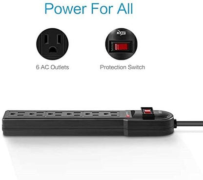 KMC 6-Outlet Surge Protector Power Strip - 6 Pack