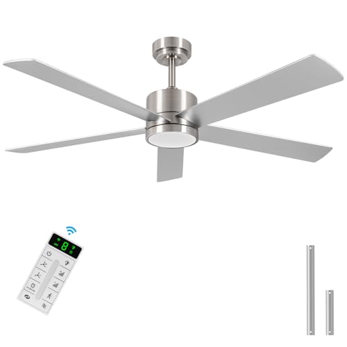 52" Modern Ceiling Fan with Light, Remote, Reversible