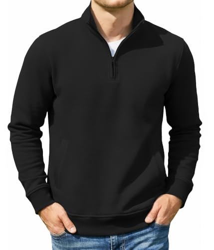 COOFANDY Quarter Zip Fleece Mock Neck Pullover