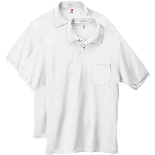 2 Pack Hanes Short-Sleeve Jersey Pocket Polos