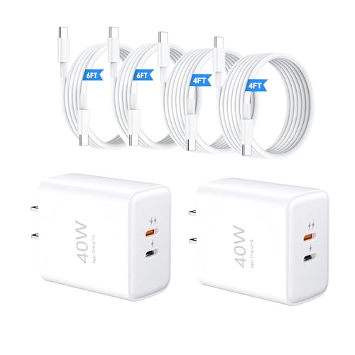 40W Dual USB-C Fast Charger with 2 Cables
