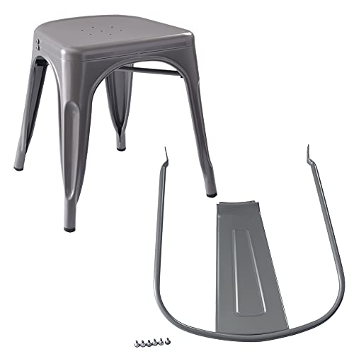 Amazon Basics Dark Grey Metal Dining Chairs, 4 Pack