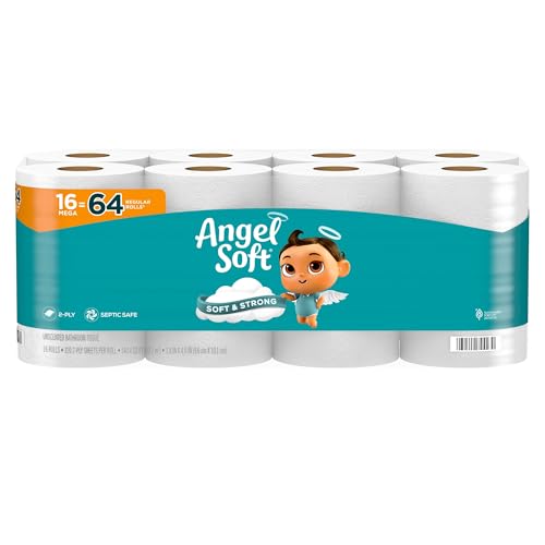 16 Mega Rolls Angel Soft Toilet Paper, Strong & Soft