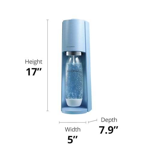 SodaStream Terra Sparkling Water Maker Bundle (Misty Blue), with CO2, DWS Bottles, and Bubly Drops Flavors