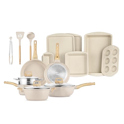 20-Piece Nonstick Granite Kitchen Cookware Set